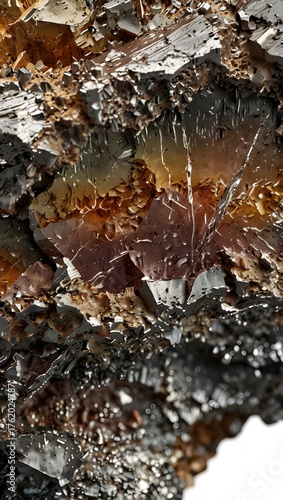 Photorealistic Macro of Erbium Ore with Metallic Texture on White Background
