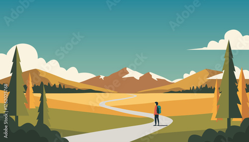 solo travel concept, adventure holiday vacation banner , vector art, sales poster background  