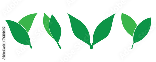 Leaves vector icon set, leaf herb green simple graphic pictogram illustration isolated cut out image, small branch shape silhouette as eco or organic element symbol clip art label