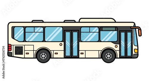 Beige bus illustration, providing public transportation for city commuters
