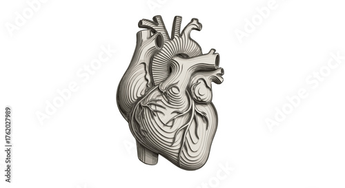 Anatomical heart illustration detailed medical art print human heart anatomy artwork heart diagram cardiovascular on transparent background