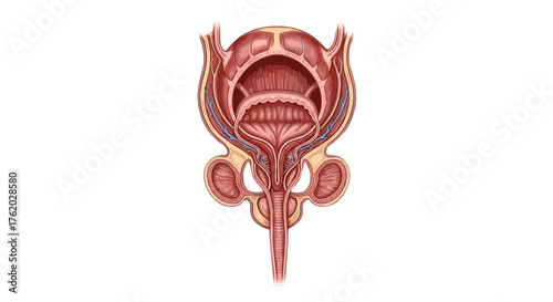 Illustration of larynx anatomy showing vocal cords epiglottis and trachea for medical education and study on transparent background