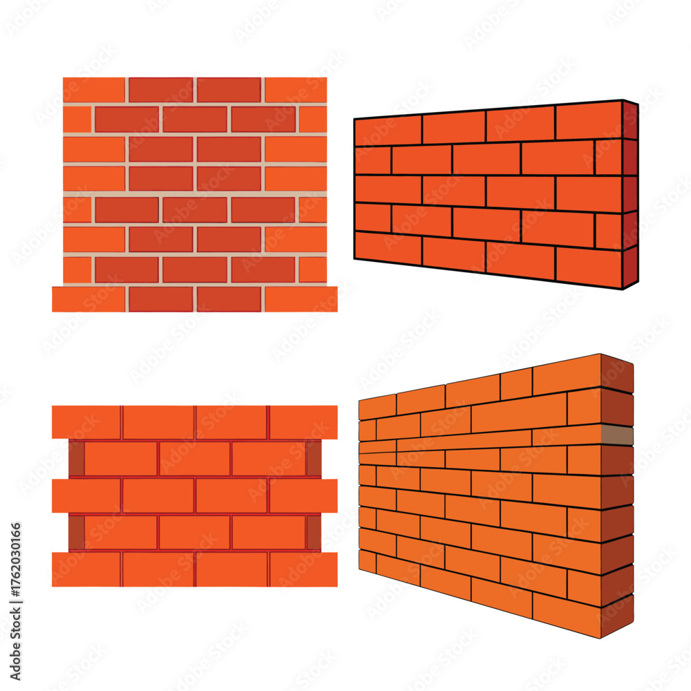 Obraz premium Brick wall vector illustration set
