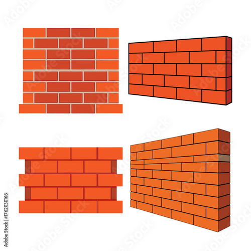 Brick wall vector illustration set