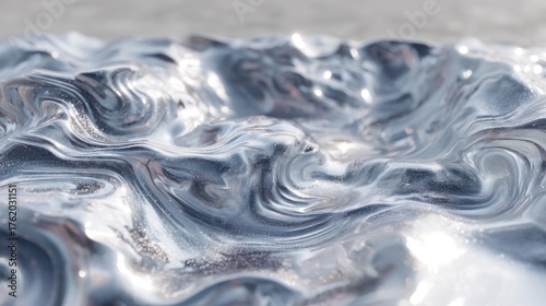 Silver liquid surface flowing abstract texture