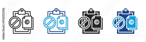 Copyright icon set multiple style collection