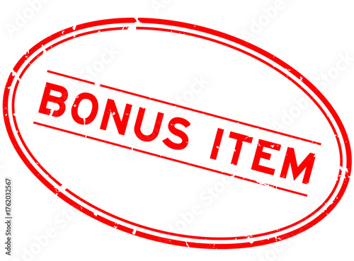 Grunge red bonus item word oval rubber seal stamp on white background
