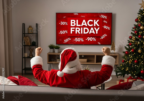 Wallpaper Mural Santa Watching Black Friday Ads on TV – Humorous, Festive Blend of Holiday Cheer and Shopping Frenzy

 Torontodigital.ca