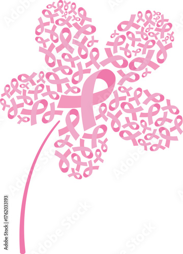 Breast cancer awareness flower made of pink ribbons