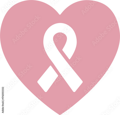 Breast cancer awareness symbol heart ribbon design