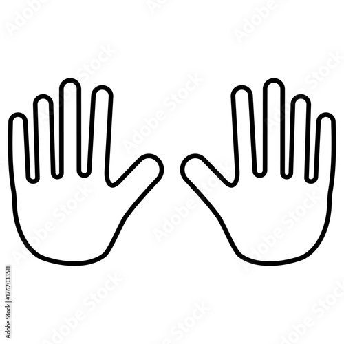 Human palm hand icon, simple flat style, vector illustration, symbol, pictogram design logo template, for ui or ux isolated on white for mobile app, editable