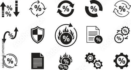 Percentage Icons Collection Business Finance Sales Investment and Discount Illustration