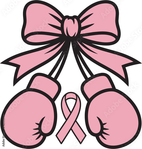 Pink breast cancer awareness boxing gloves illustration