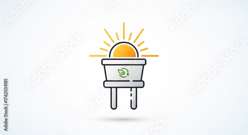 Solar energy plug representing renewable power and sustainable technology for environmentally friendly electricity