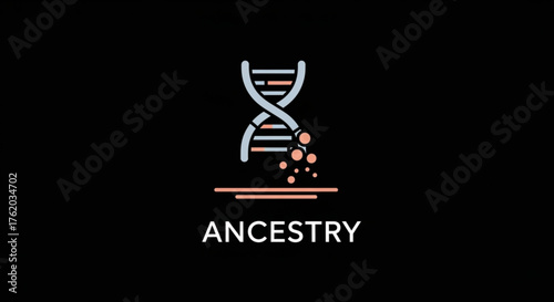 Ancestry dna helix, representing genetic heritage, lineage, and genealogical research for family history