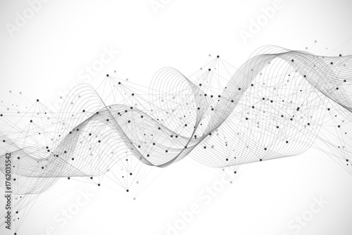 Global network connection concept. Big data visualization. Social network communication in the global computer networks. Internet technology. Business. Science. Vector illustration