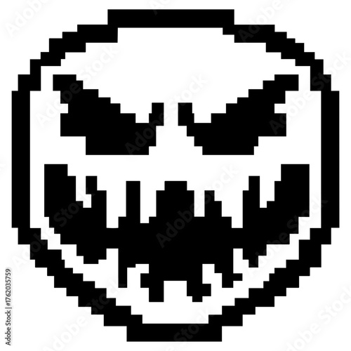 Screaming Monster Face Pixel Art Illustration