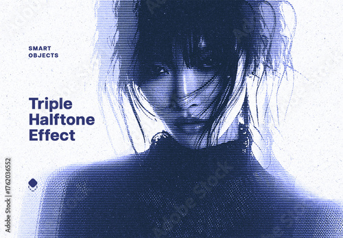 Triple Halftone Photo Effect Mockup