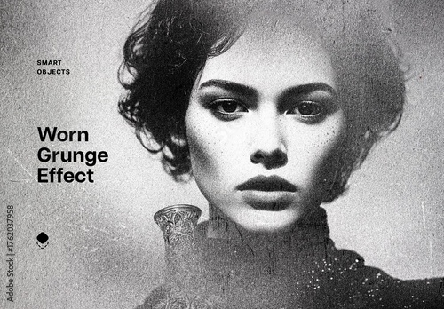 Worn Grunge Photo Effect Mockup