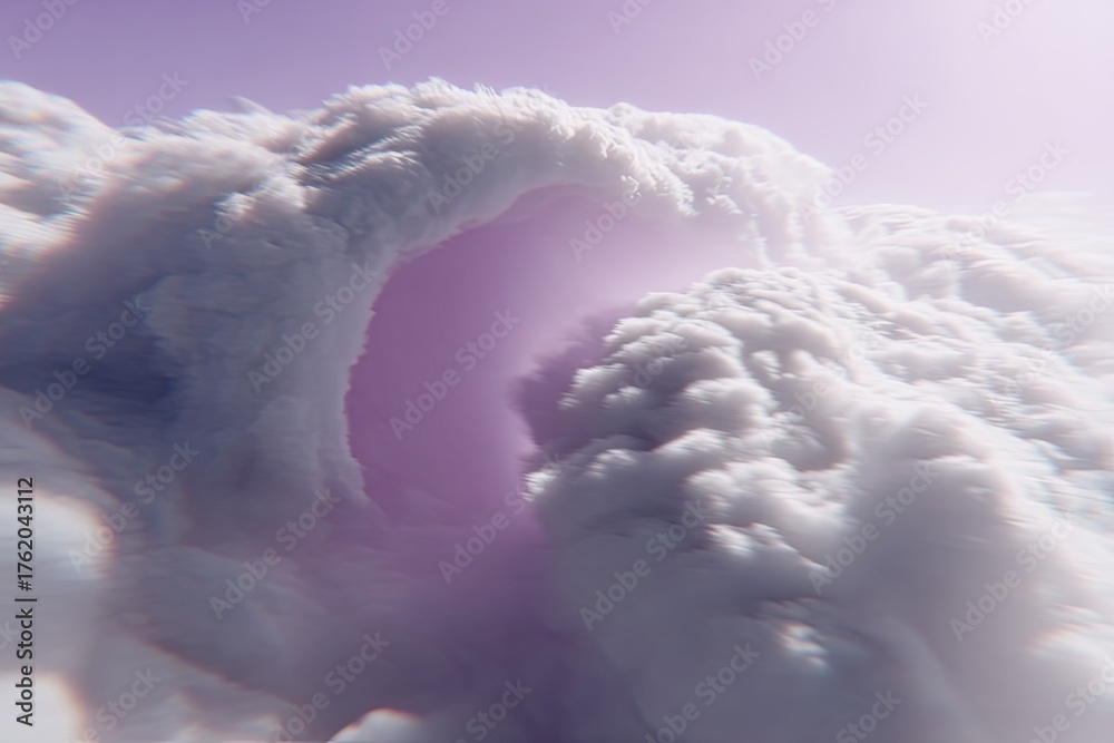 Naklejka premium Cloud portal with a pink glow in a soft, dreamlike atmosphere