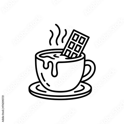 Hot Chocolate Cup with Chocolate Bar Vector