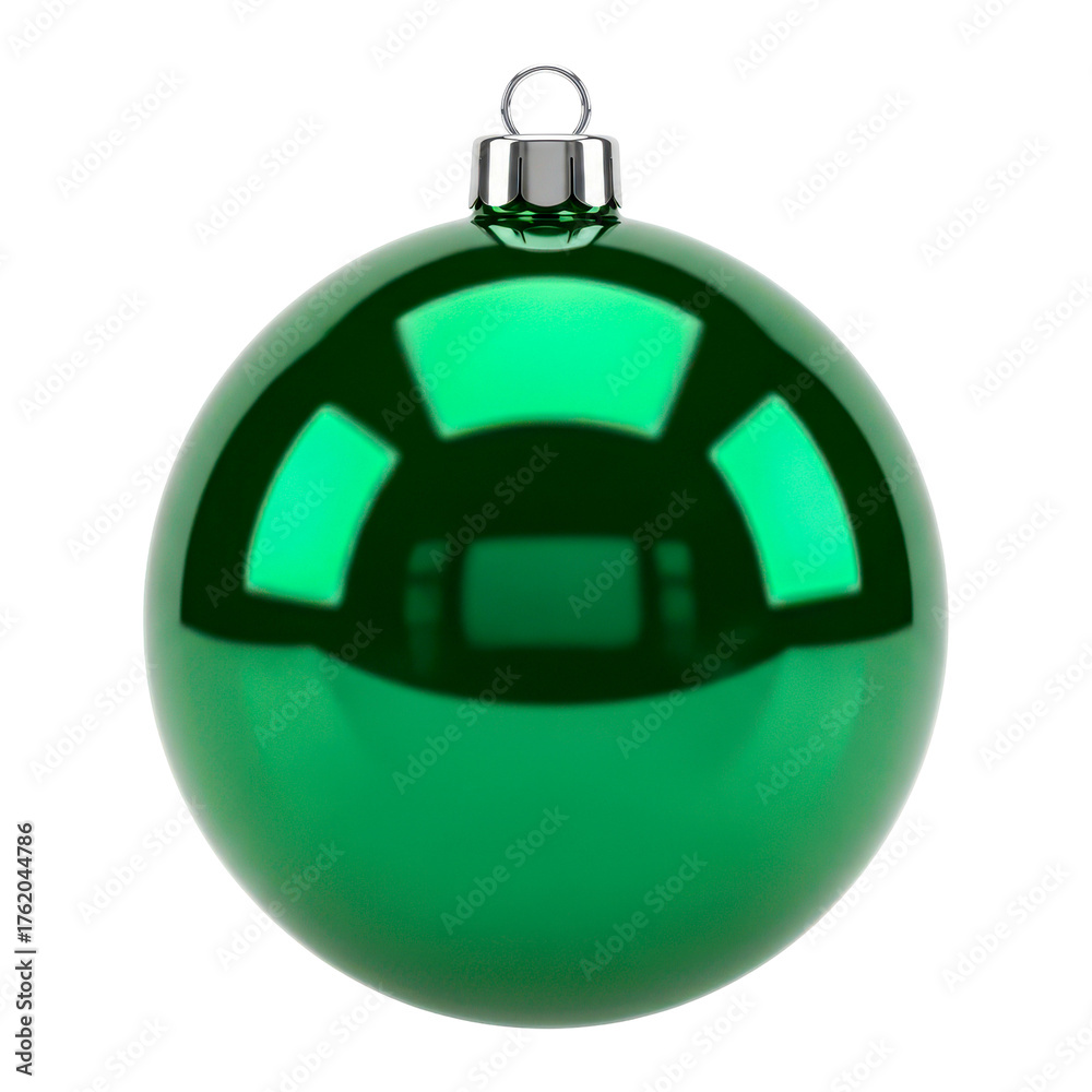 Obraz premium 3d illustration of shiny green christmas ornament isolated on transparent background, perfect for decorating your holiday tree