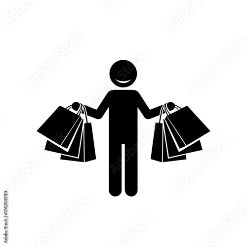 Happy Shopper Icon Vector Illustration