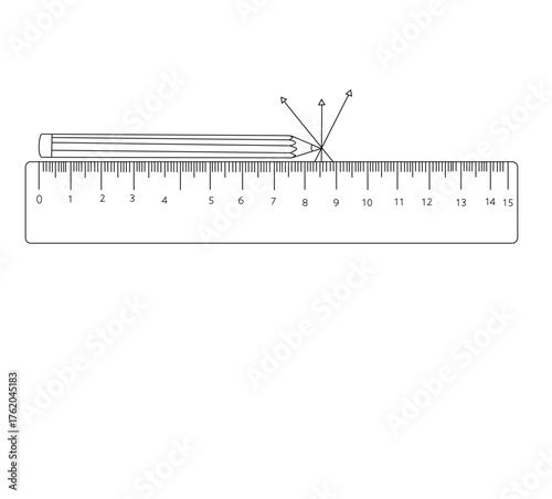 Science of hand drawn vector Length & Height, Measuring the length of objects with a ruler outline.