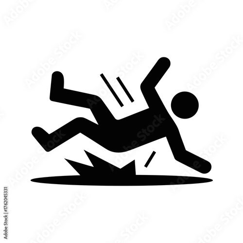 Falling Person Accident Silhouette Icon