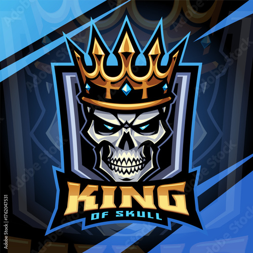 King of skull esport mascot logo design