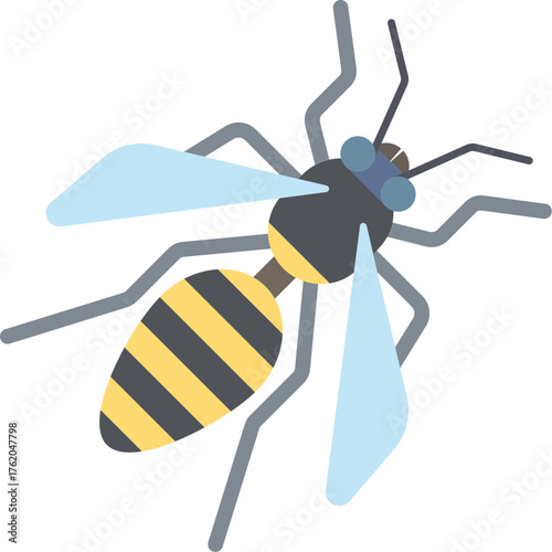Stylized wasp insect with yellow and black stripes