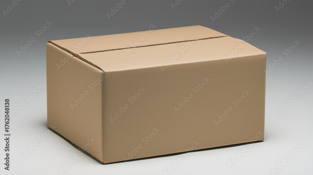 Fototapeta premium corrugated. A sturdy cardboard box with neatly sealed edges, showcased under professional studio lighting. safety posters.