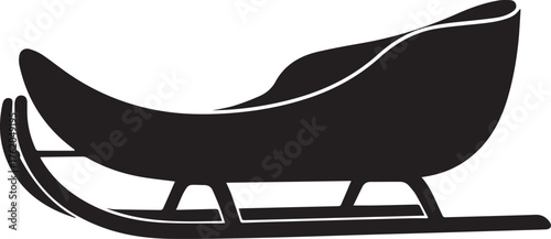 Black silhouette of a classic sleigh with curved runners and a raised seat on a white background sled