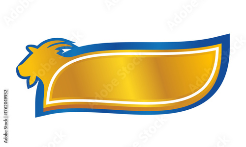 Elegant Gold and Blue Badge with Stylized Goat Head Logo Template Design