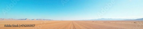 Serene Vastness An Untouched Expanse of Arid Land Stretching to the Horizon Under a Clear Blue Sky