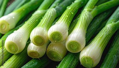 Close up of a fresh green onions