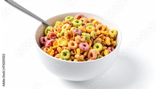 Bowl of cereal on a white background