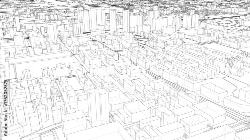 Fototapeta premium Wireframe Cityscape