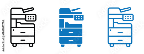 Modern multifunction printer icon set for streamlined office efficiency and hassle-free document management solutions, ideal for business presentations and marketing materials