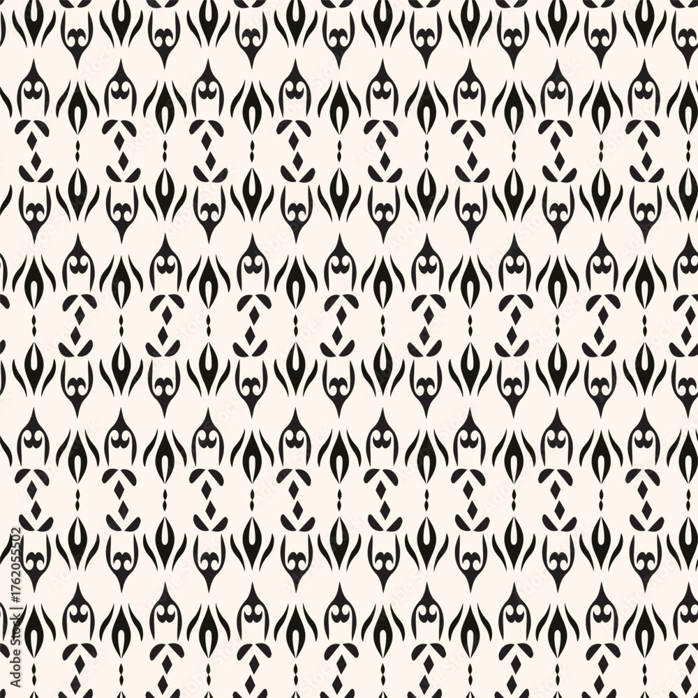 Vector ornamental seamless pattern, abstract monochrome linear texture, geometric figures, Elegant design for prints, decor, fabric, cloth.