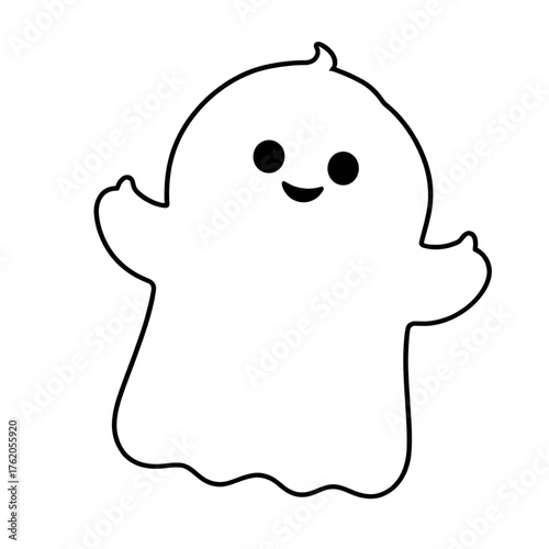 Cute ghost character illustration in minimalist style, Halloween concept
