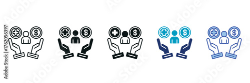 Employee Benefit Icon Set Consisting of Multiple Styles Vector Illustration