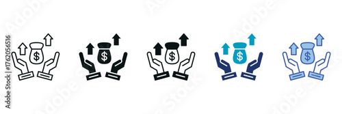 Gross profit Icon Set Consisting of Multiple Styles Vector Illustration