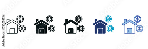 Rental income Icon Set Consisting of Multiple Styles Vector Illustration
