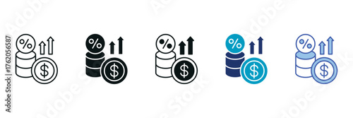 Interest Rate Icon Set Consisting of Multiple Styles Vector Illustration