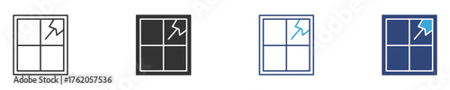 Broken window icon set, vector illustration .