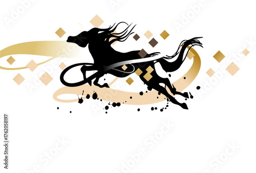 Cuadro en lienzo 2026年午年の年賀状背景イラスト