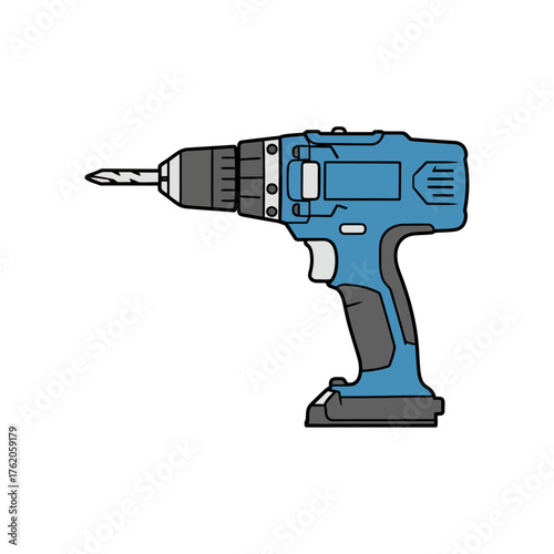 Cordless drill isolated on white background, a power tool for drilling and screwing materials