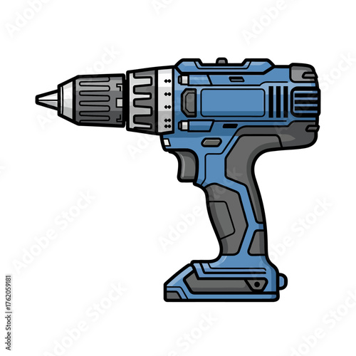 Blue cordless drill isolated on white background, a versatile tool for various construction tasks and repairs