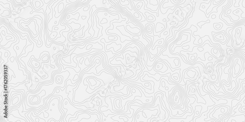 Seamless black and white topographic contour map pattern. Abstract elevation lines, terrain background. Ideal for GIS, geology, hiking, adventure, cartography, and nature design projects.